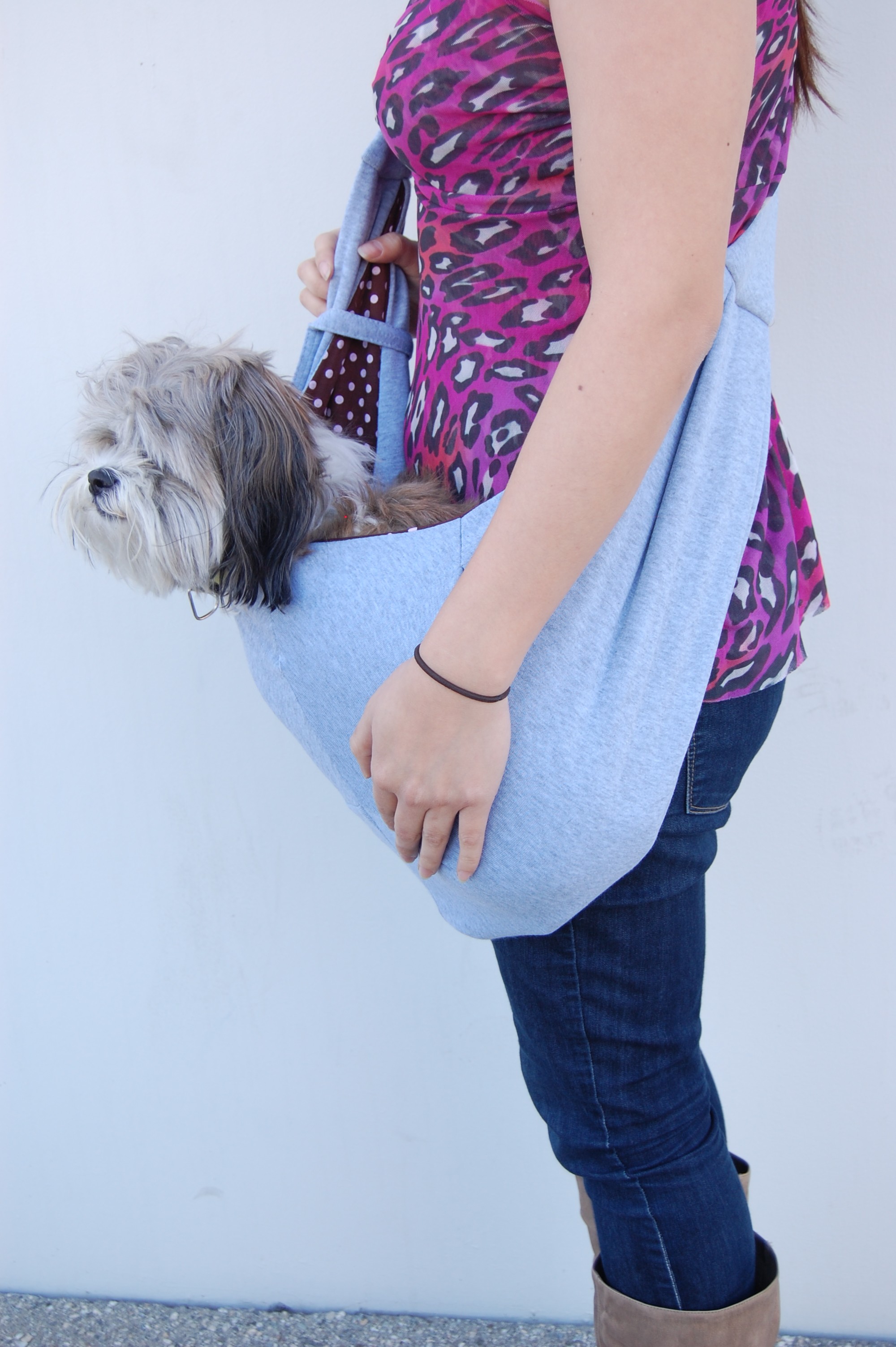 Designer Dog Shoulder Sling Bag - Grey